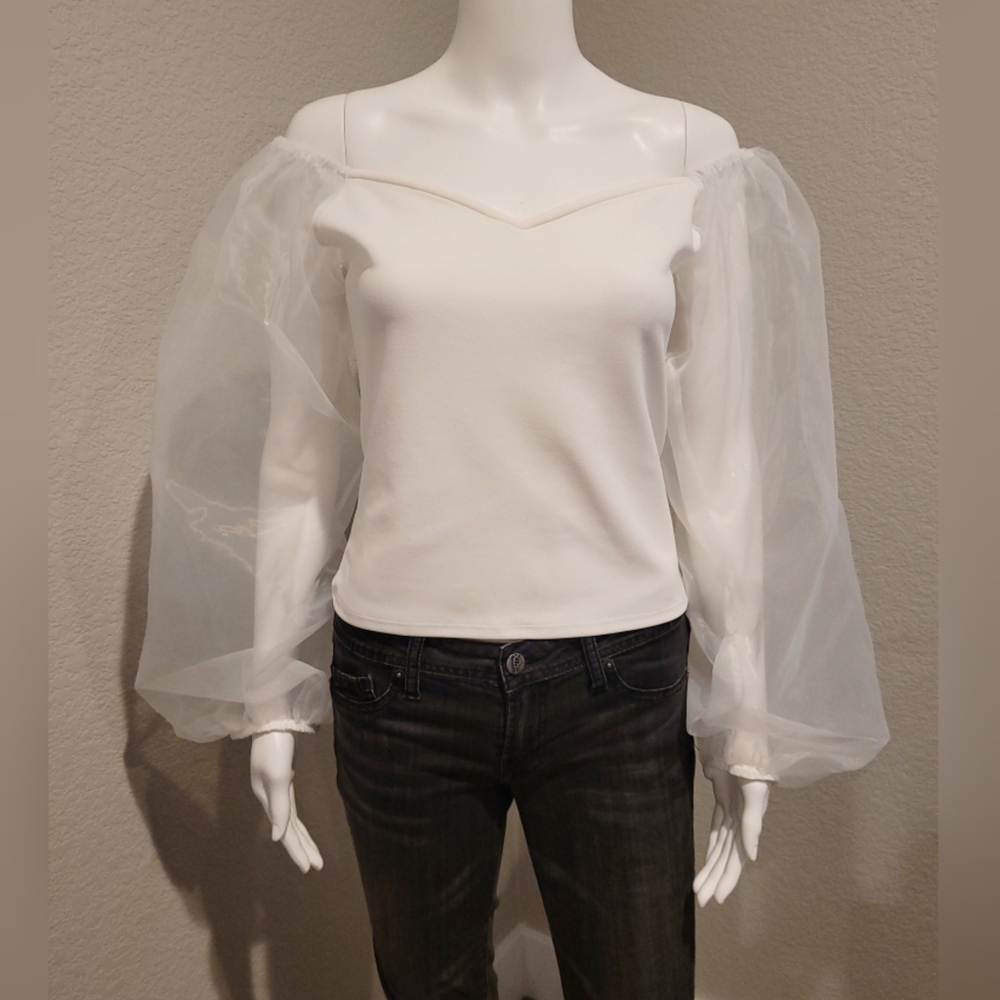 NWT EXPRESS ivory organza sweetheart top